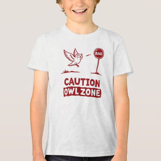 Attentie Uil Zone – Speelse Uil T-shirt ontwerp (Voorkant)