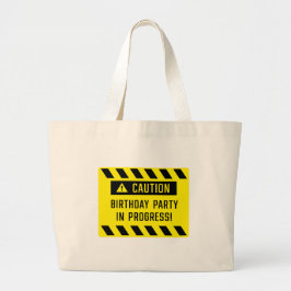 Attentie verjaardagsfeestje in uitvoering Teken Grote Tote Bag