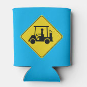 Attentie Yellow Golf Cart Crossing Blikjeskoeler (Achterkant)