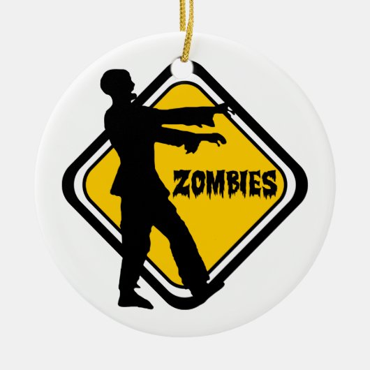 Attentie Zombies Keramisch Ornament (Voorkant)