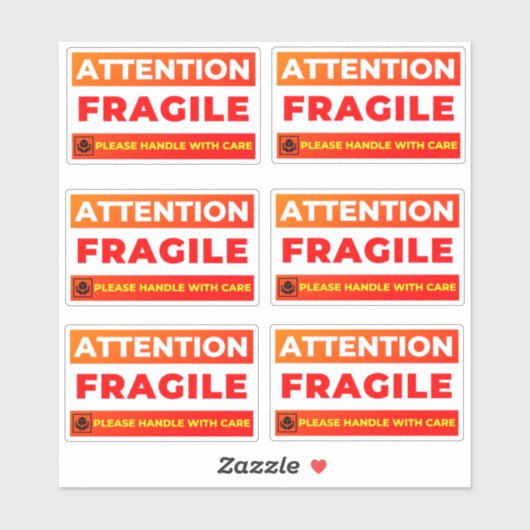 Attention Fragile Shipping Stickers (Vinyl Labels) (Vel)
