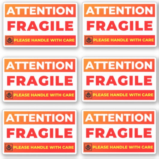 Attention Fragile Shipping Stickers (Vinyl Labels) (Voorkant)