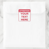 Attention Sign, squared version, template Vierkante Sticker (Tas)