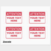 Attention Sign, template Rechthoekige Sticker (Vel)