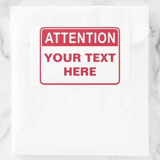 Attention Sign, template Rechthoekige Sticker (Tas)
