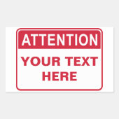 Attention Sign, template Rechthoekige Sticker (Voorkant)