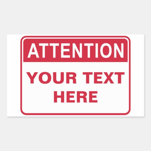 Attention Sign, template Rechthoekige Sticker (Voorkant)