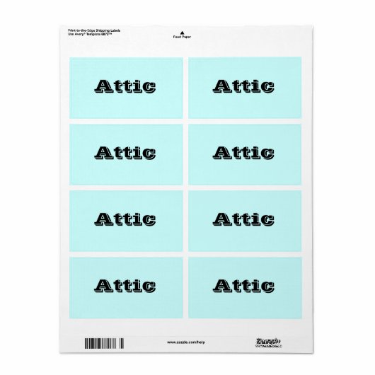 Attic Moving Labels in Light Sky Blue (Full Sheet)