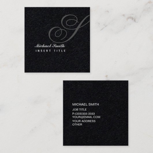 Attic Watermark Black Gepersonaliseerd monogram Vierkante Visitekaartje (Voorkant / Achterkant)