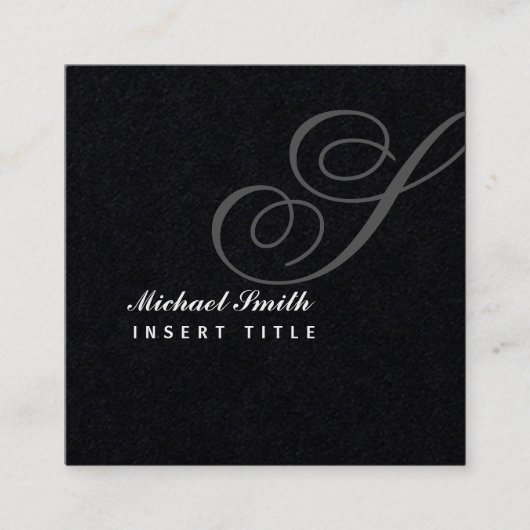 Attic Watermark Black Gepersonaliseerd monogram Vierkante Visitekaartje (Voorkant)