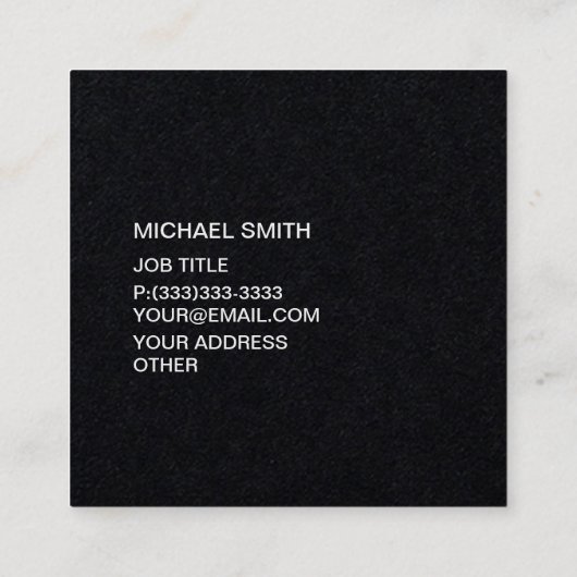 Attic Watermark Black Gepersonaliseerd monogram Vierkante Visitekaartje (Achterkant)