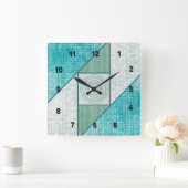 Attic Window Mint Green & Turquoise Vierkante Klok (Huis)
