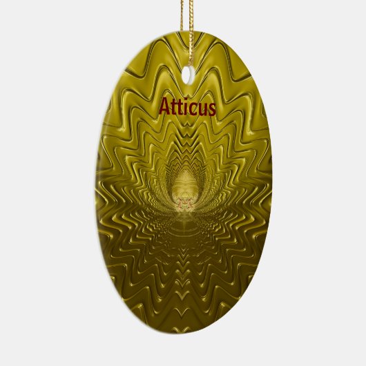 ATTICUS ~ EASTER EGG ~ FRACTAL Gold Ripples ~ Keramisch Ornament (Rechts)
