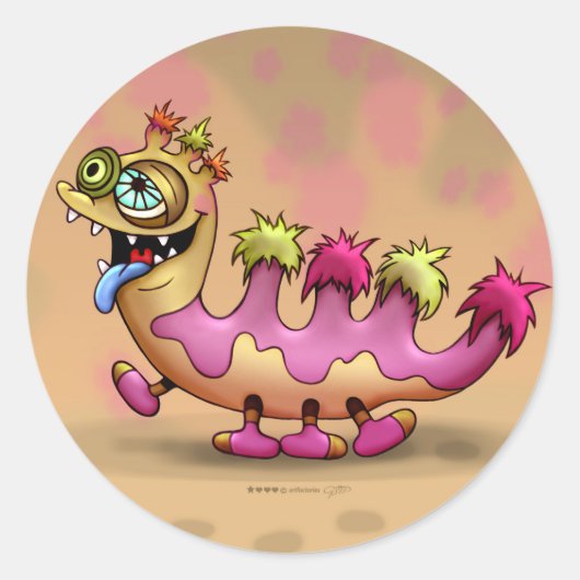 ATTILA SCHATTIGE ALIEN MONSTER Auto-Collant Sticke Ronde Sticker (Voorkant)