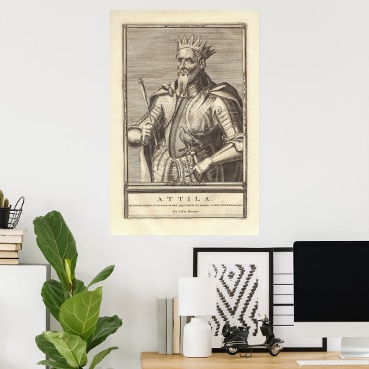 Attila The Hun, Scourge of God, van Antiek print (Thuiskantoor)