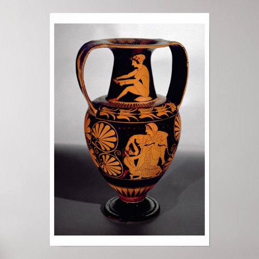 Attische rode amphora die een satyr worstelt afsch poster (Voorkant)