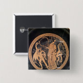 Attische rode-cijfervaas vierkante button 5,1 cm (Voorkant /achterkant)