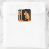 Attische rode figuurpyxis die een bruid weergeeft, vierkante sticker (Tas)