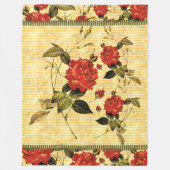 Attische schatten - rode rozen op gele strepen fleece deken (Voorkant)
