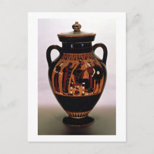Attische zwarte amphora die de geboorte van briefkaart