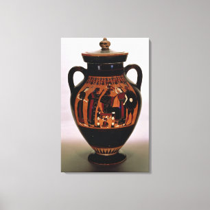 Attische zwarte amphora die de geboorte van canvas afdruk