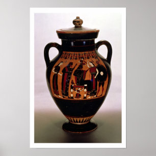 Attische zwarte amphora die de geboorte van poster