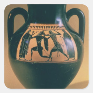 Attische zwarte figuuramphora waarin Theseus en t Vierkante Sticker