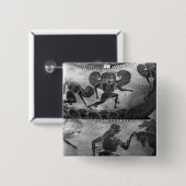 Attische zwarte-figuurdino's vierkante button 5,1 cm (Voorkant /achterkant)