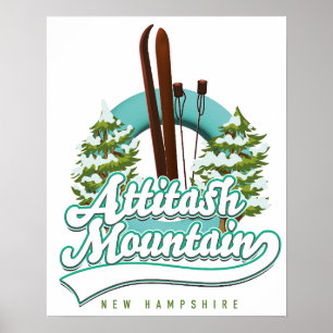 Attitash berg New Hampshire ski logo Poster
