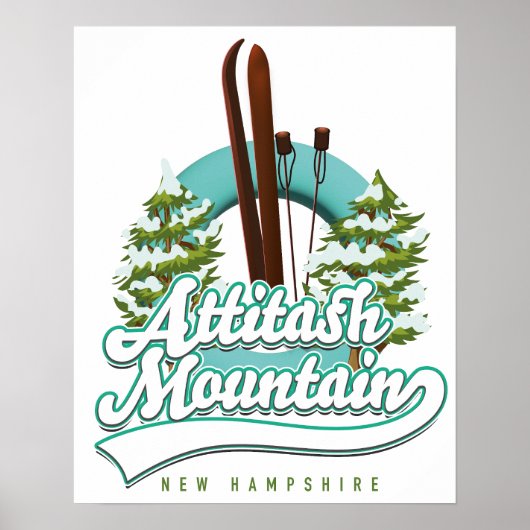 Attitash berg New Hampshire ski logo Poster (Voorkant)