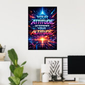 Attitude Bepaalt Hoogte Neon Typografie Kunst Poster (Thuiskantoor)