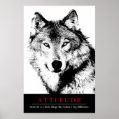 Attitude Black White Inspirerend Wolf Poster (Voorkant)