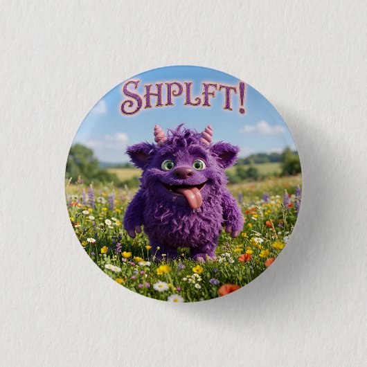 Attitude Fantasy Furry Beestje Ronde Button 3,2 Cm (Voorkant)