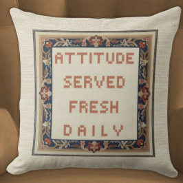 Attitude geserveerd verse dagelijkse grappige faux kussen