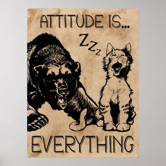 Attitude is Alles grappige beer Poster (Voorkant)