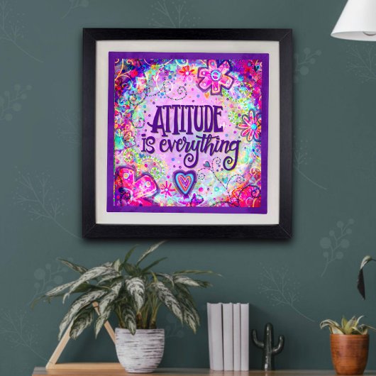 Attitude is alles  roze foto print foto afdruk