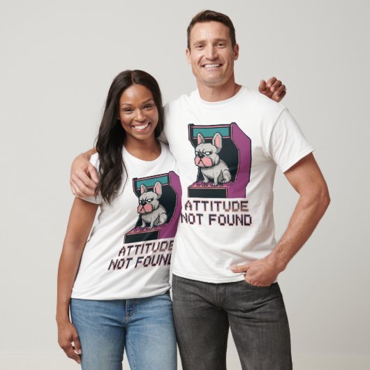 Attitude Not Found Franse Bulldog Pixel Arcade T-shirt (Unisex)