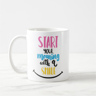 Attitude Quote Motiverend Gelukkig Gezicht Ochtend Koffiemok