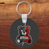 Attitude Split Beer | Bliksem X-Ogen Teddy Grafiek Sleutelhanger (Voorkant)