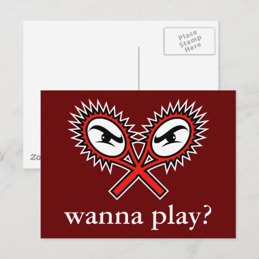 Attitude tennis briefkaart - Wil je spelen? (Voorkant / Achterkant)