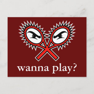 Attitude tennis briefkaart - Wil je spelen?