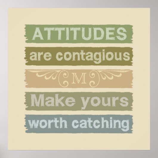 ATTITUDES aangepast monogram motivatie poster (Voorkant)