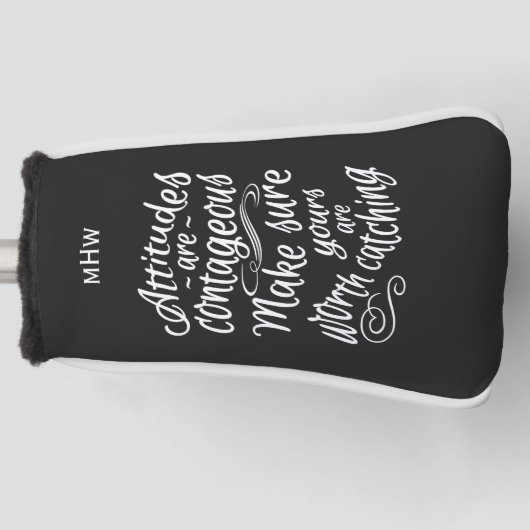 ATTITUDES aangepast monogram motivatie puttercover Golfheadcover (Voorkant)