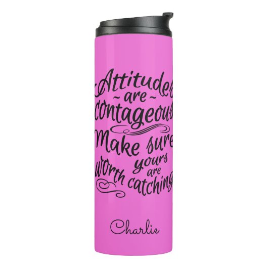 ATTITUDES aangepaste monogram en kleurentummer Thermosbeker (Gedraaid links)