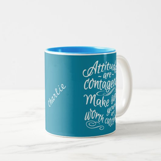 ATTITUDES aangepaste monogram motivatie mokken (Voorkant rechts)