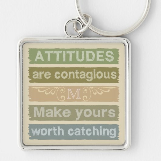 ATTITUDES aangepaste monogram motivatie sleutelket Sleutelhanger (Voorkant)