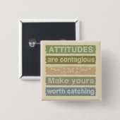 ATTITUDES aangepaste motivatie monogram Vierkante Button 5,1 Cm (Voorkant /achterkant)