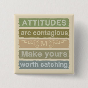 ATTITUDES aangepaste motivatie monogram Vierkante Button 5,1 Cm