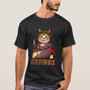 ATTITUDIOUS Kat Griekse Romeinse God Gladiator Att T-shirt
