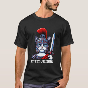 ATTITUDIOUS Kat Griekse Romeinse God Gladiator Att T-shirt